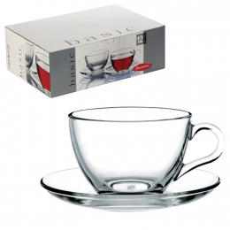 Набор чайный на 6 персон (кружка 215мл + блюдце) стекло, Basic PASABAHCE, 97948