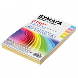 Бумага А4 д/ксер.цв. Staff Color MIX Pastel (250л) 5цв.80г/м, 110890