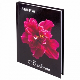 Книжка зап. А6 80л. Staff Красный цветок на черном, кл., 7БЦ, 127212