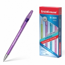Ручка гел. ErichKrause® R-301 Spring Gel Stick, синяя 0.5мм.53348   /12
