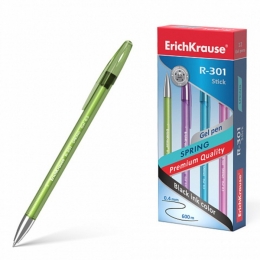 Ручка гел. ErichKrause® R-301 Spring Gel Stick, черная 0.5мм.53349   /12