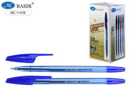 Ручка шар. MC BASIR синяя 1,0мм, полупрозр. корп. MС-1147-В   /50/1000