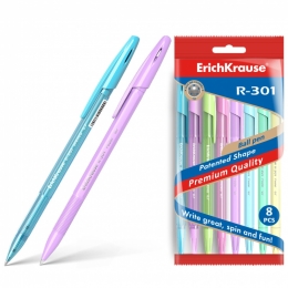 Ручки шар. набор 4шт ErichKrause® R-301 Pastel Stick синяя 0,7. 58711   /50/400